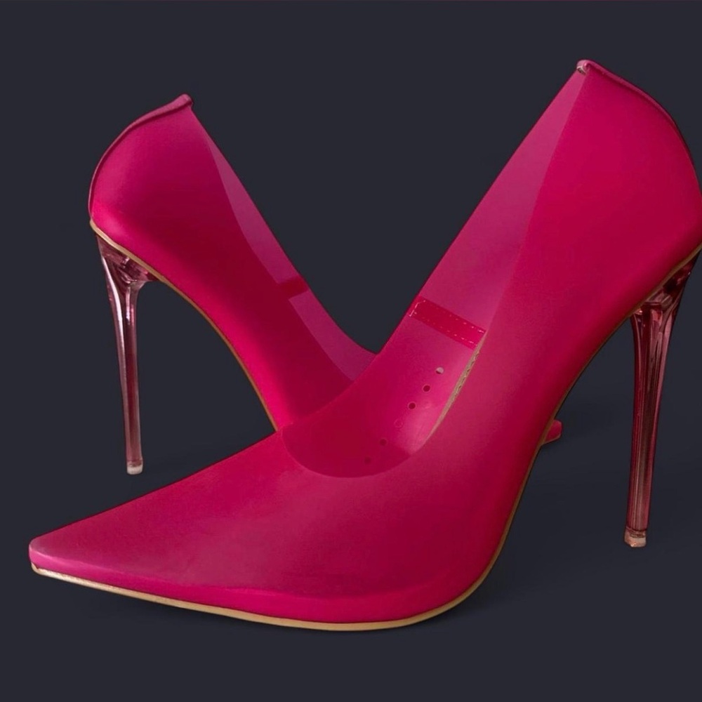 Hot Pink Pointed-Toe Stiletto Pumps
